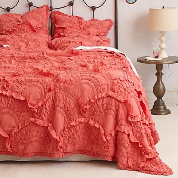 Anthropologie Bedding Anthropologie Rivulets Queen Quilt And 2 Euro